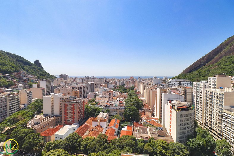 Sala 3 quartos com vista panorâmica de Copacabana