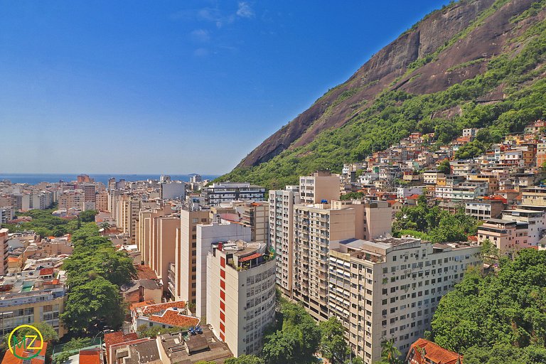 Sala 3 quartos com vista panorâmica de Copacabana