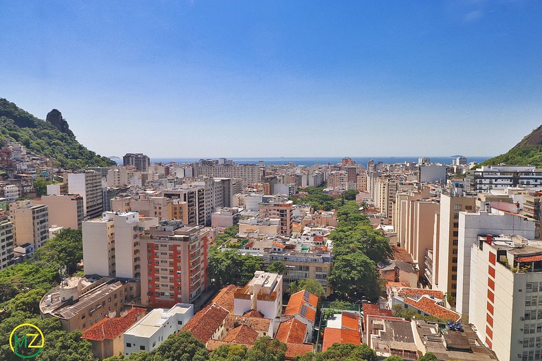 Sala 3 quartos com vista panorâmica de Copacabana